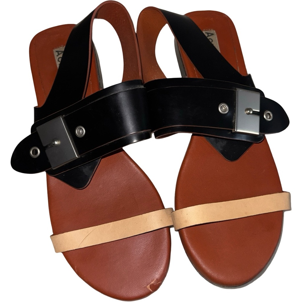 Acne Black and Tan Minimalist Sandals